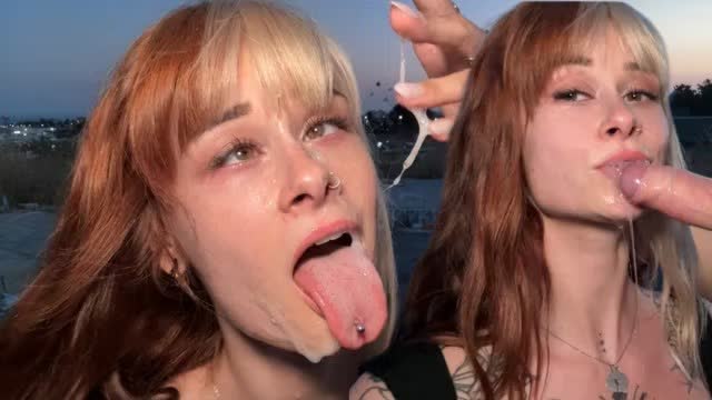 Kamuya Açık Alanda Yine Risk Alıyor Dev Yarrağa Tam Boğazda Yapışık Şapırtılı Sakso ve Ahegao Yüzüne Patlama